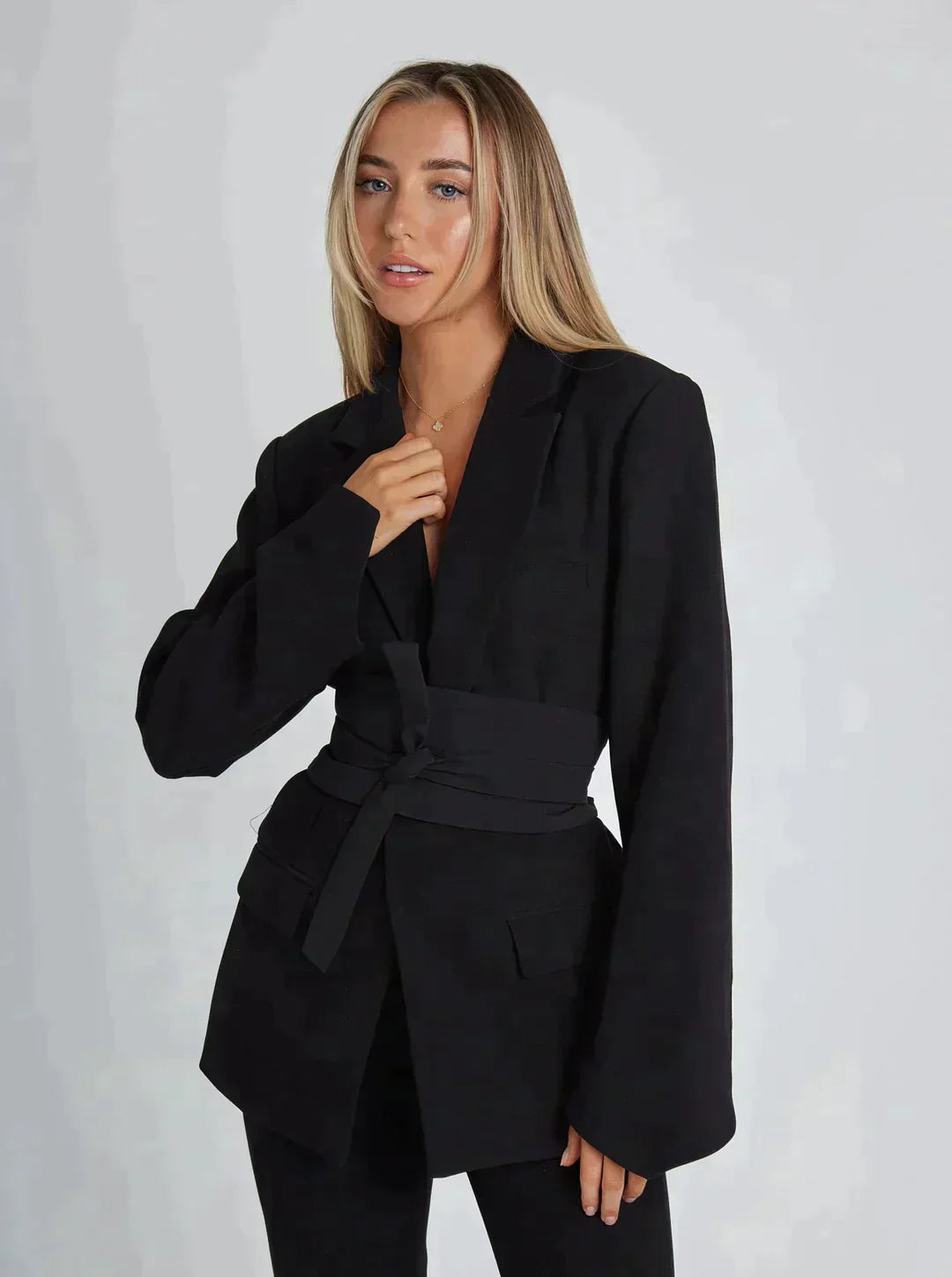 Women's Belted Blazer UK – tailored silhouette, view 1