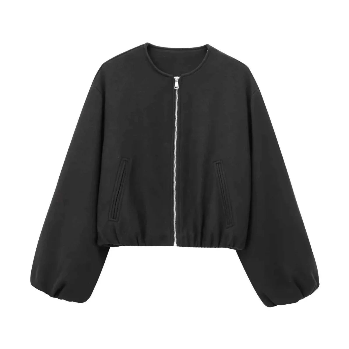 Women's Oversized Bomber Jacket UK – balloon sleeve, view 4