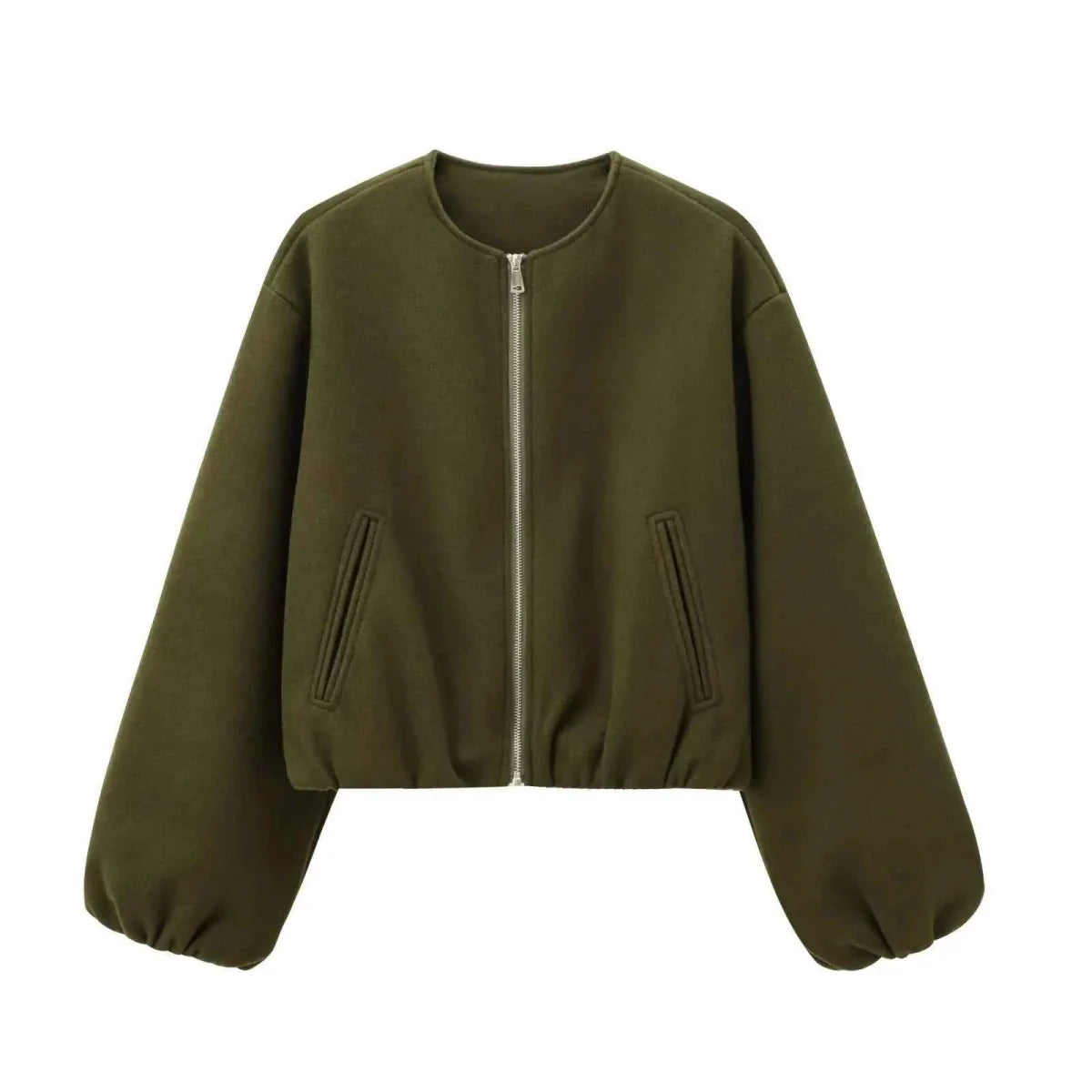 Women's Oversized Bomber Jacket UK – balloon sleeve, view 5