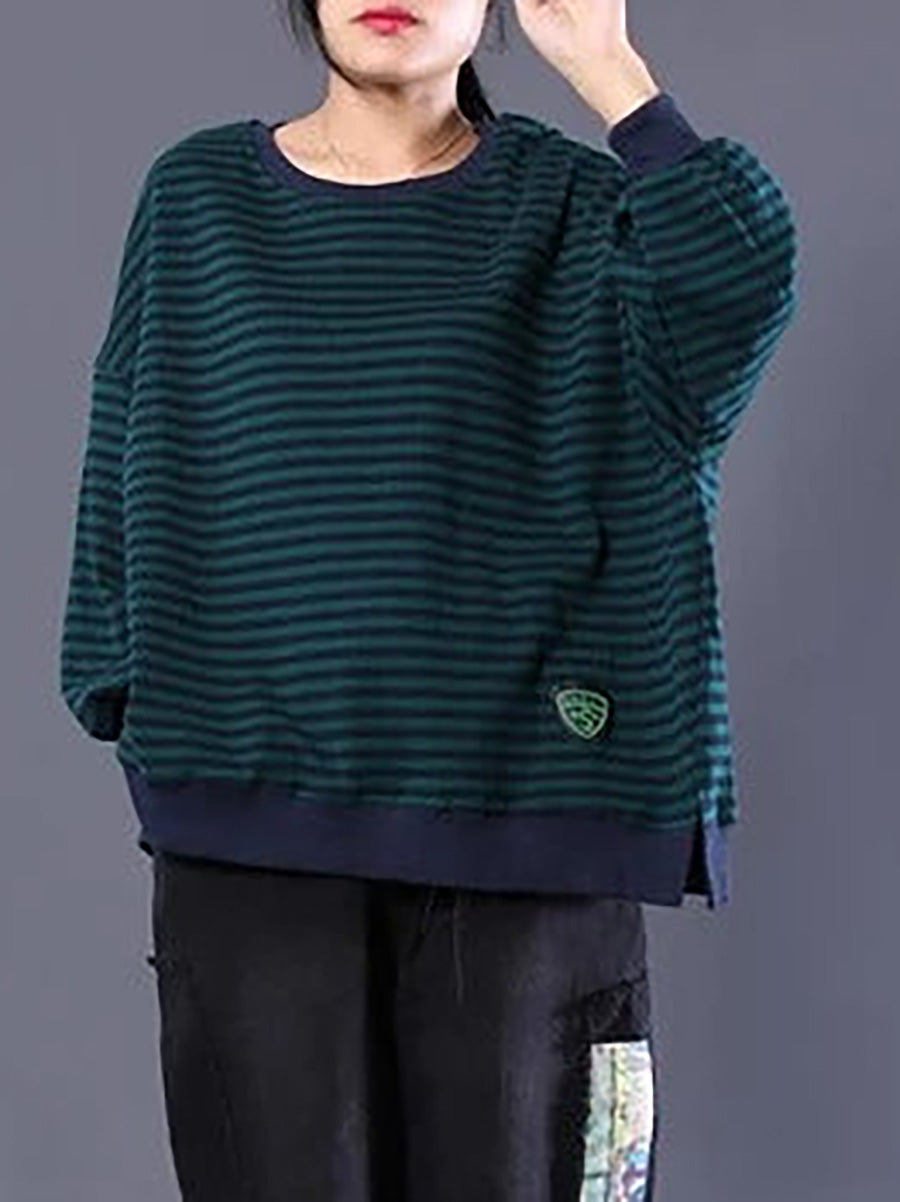 Women's Plus Size Cotton Sweatshirt – patterned relaxed layer, view 3 | The Zephyra | Huna
