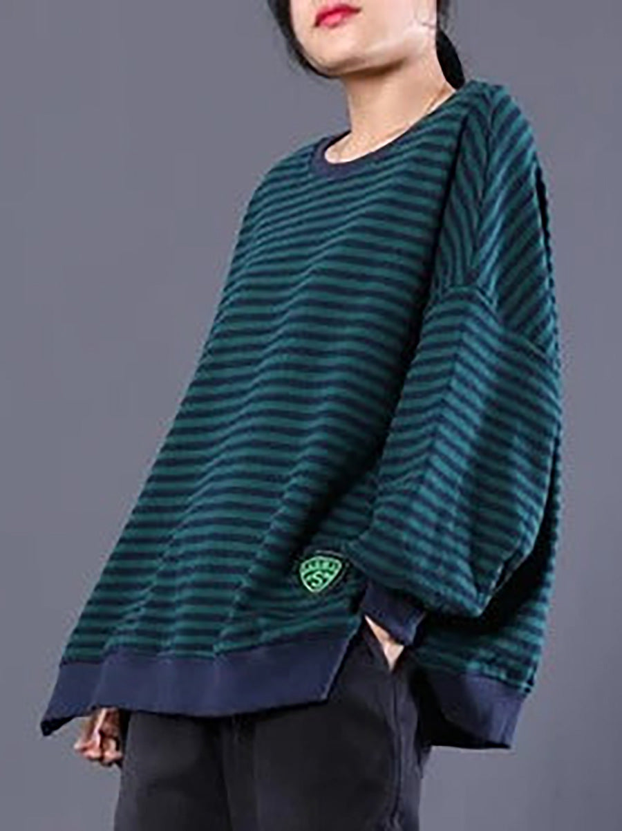 Women's Plus Size Cotton Sweatshirt – patterned relaxed layer, view 4 | The Zephyra | Huna