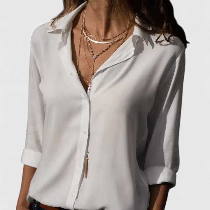 Women's Cardigan Blouse UK – Lightweight Chiffon V-Neck | The Odalys | Huna