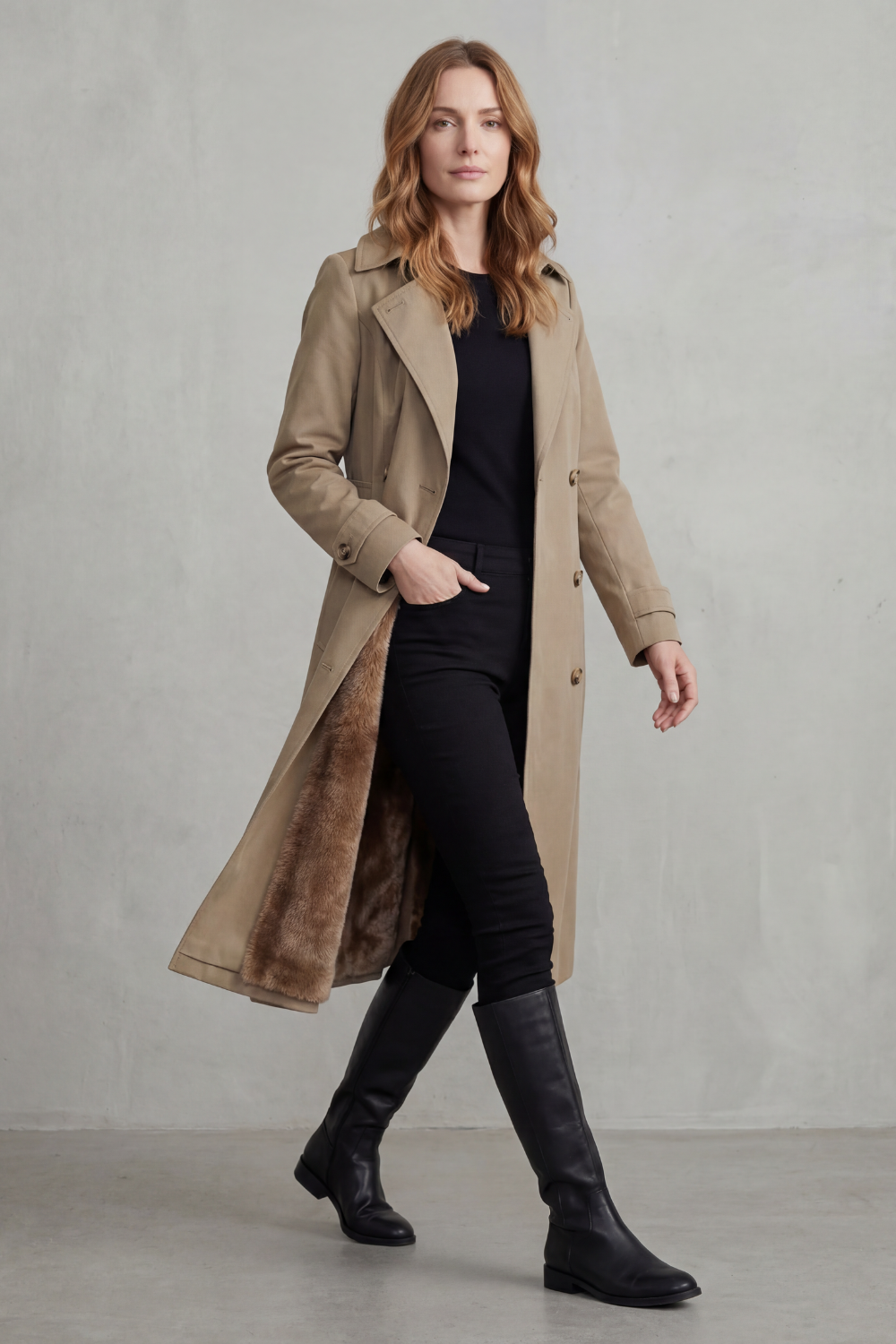 Women's faux fur trench – The Ginevra by Huna – view 3
