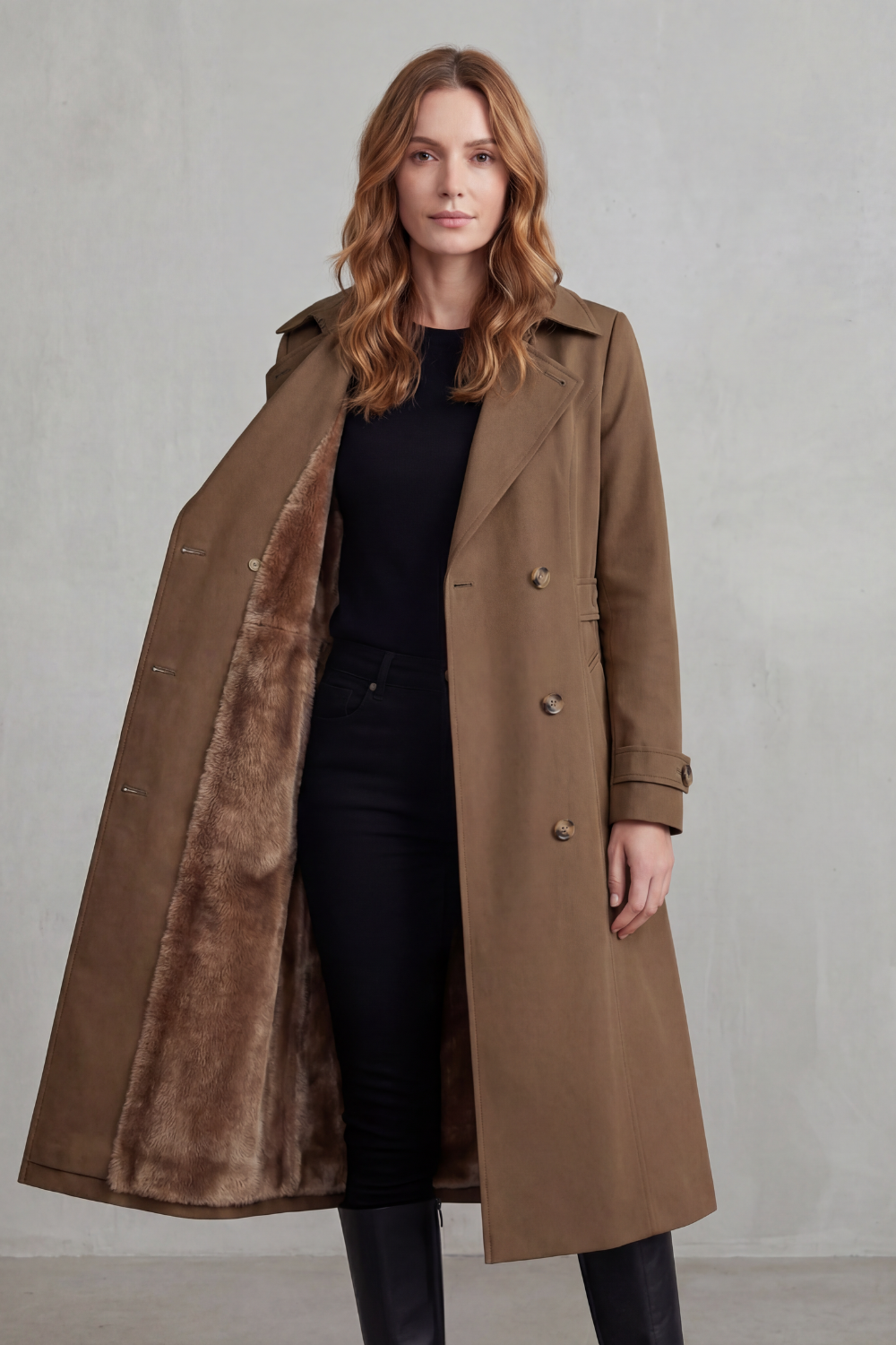 Women's faux fur trench – The Ginevra by Huna – view 6