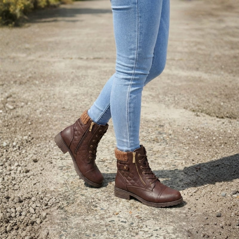 Women's Leather Ankle Boots – low block heel side zip, view 8 | The Ginevra | Huna