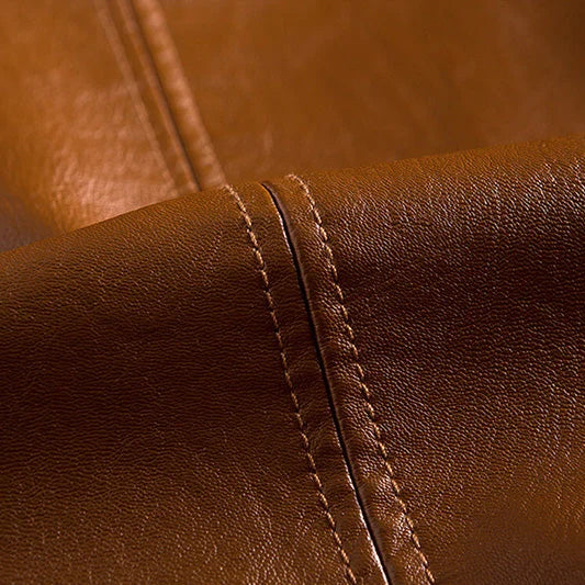 Men's leather look biker jacket – The Bramwell by Huna – product view 3