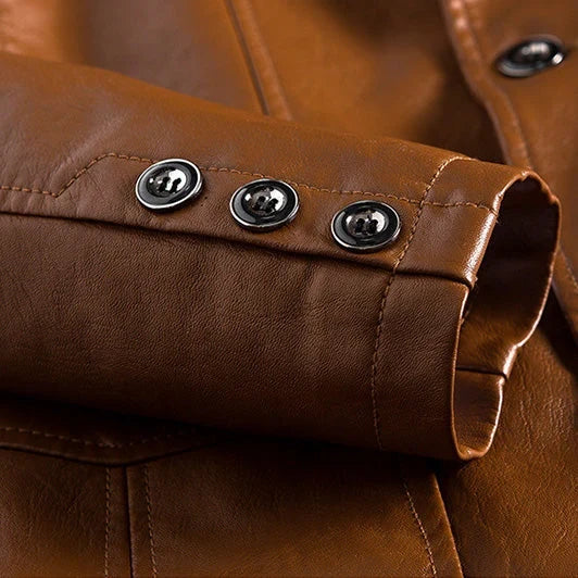 Men's leather look biker jacket – The Bramwell by Huna – product view 4