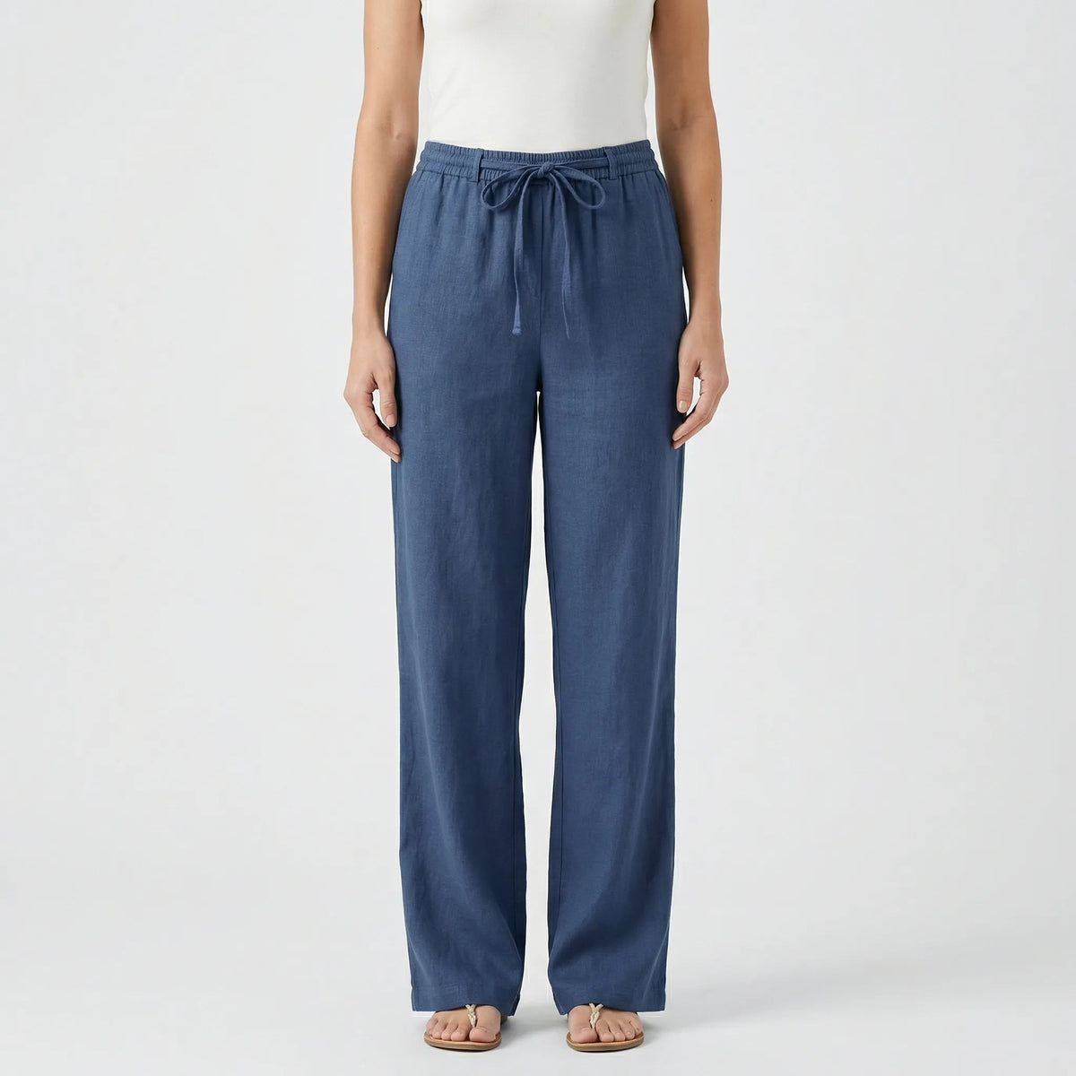 Women's Wide Leg Trousers UK – tie waist, view 4