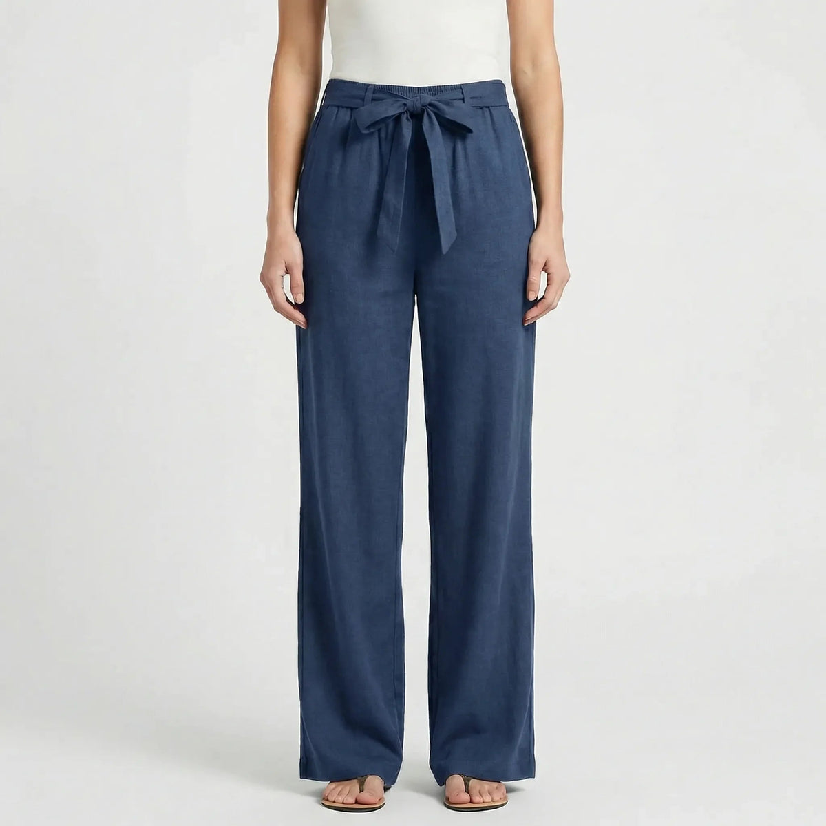 Women's Wide Leg Trousers UK – tie waist, view 5