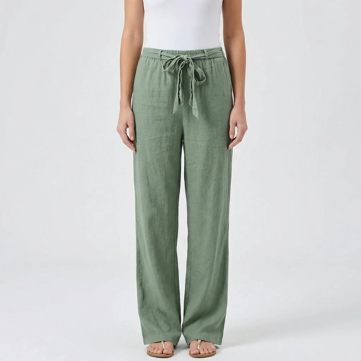 Women's Wide Leg Trousers UK – tie waist, view 6