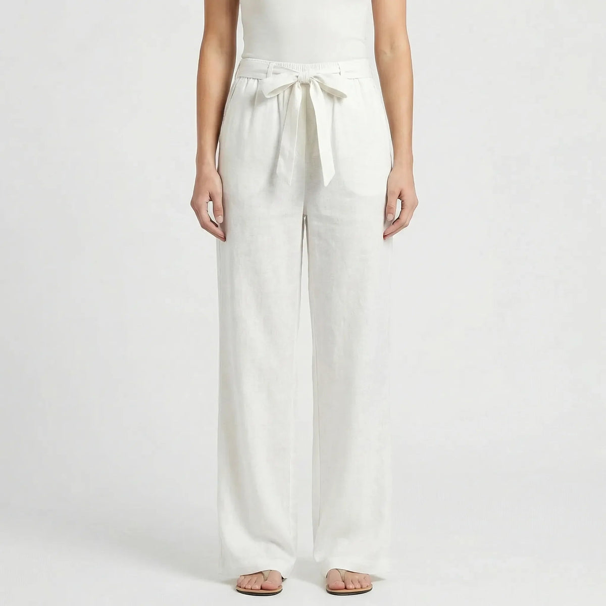 Women's Wide Leg Trousers UK – tie waist, view 9