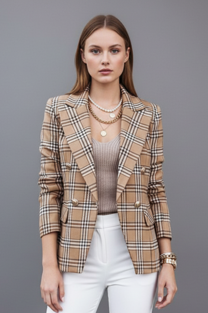 Elegant Women’s Textured Blazer with Classic Lapels