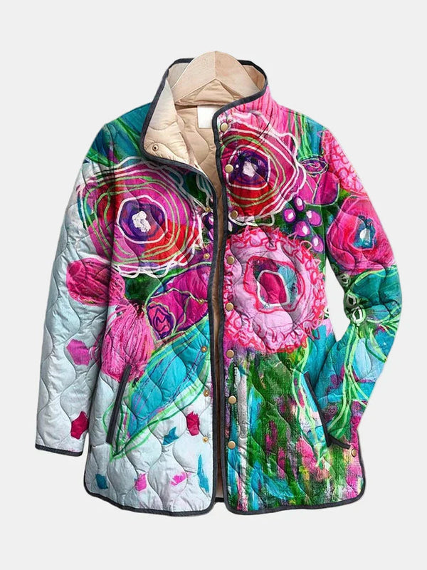 Women's Floral Patterned Jacket UK – Elegant Breathable Fabric | The Valentina | Huna