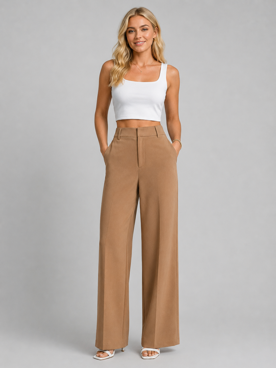 Women's High Waisted Wide Leg Trousers UK – tailored everyday, view 3