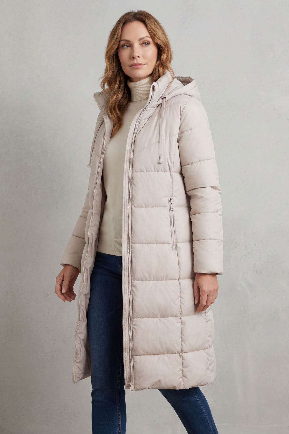 Women's Longline Puffer Coat – The Evanthe, view 3