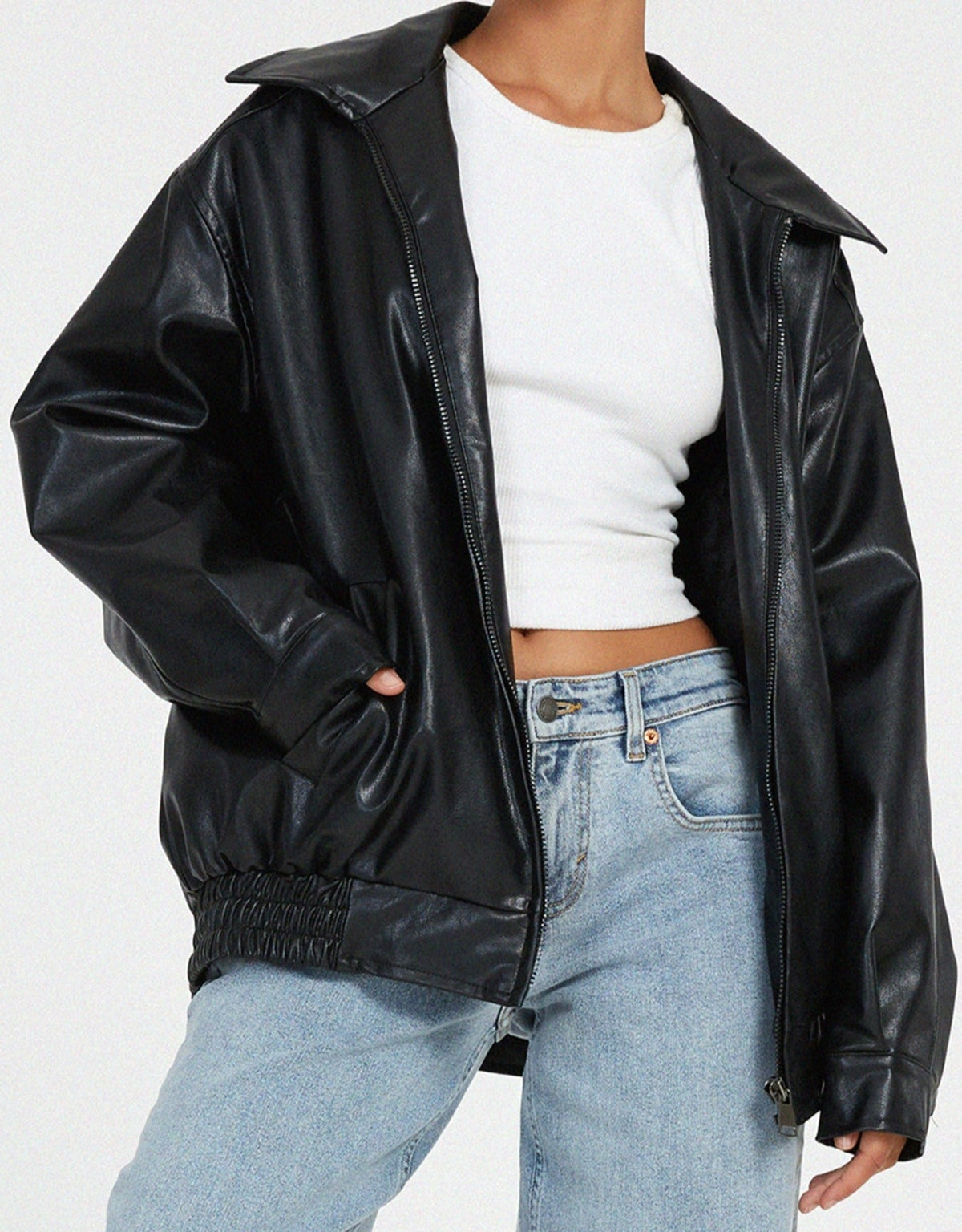 Women's Leather Jacket UK – relaxed clean fit, view 7