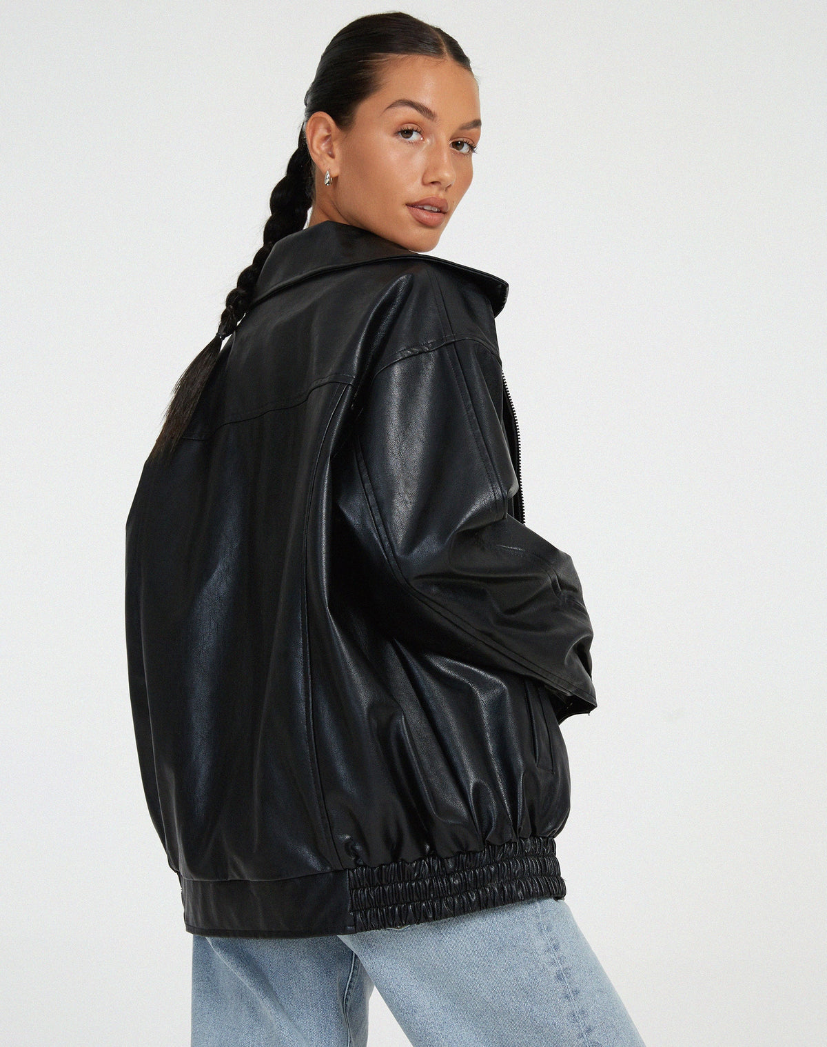 Women's Leather Jacket UK – relaxed clean fit, view 8