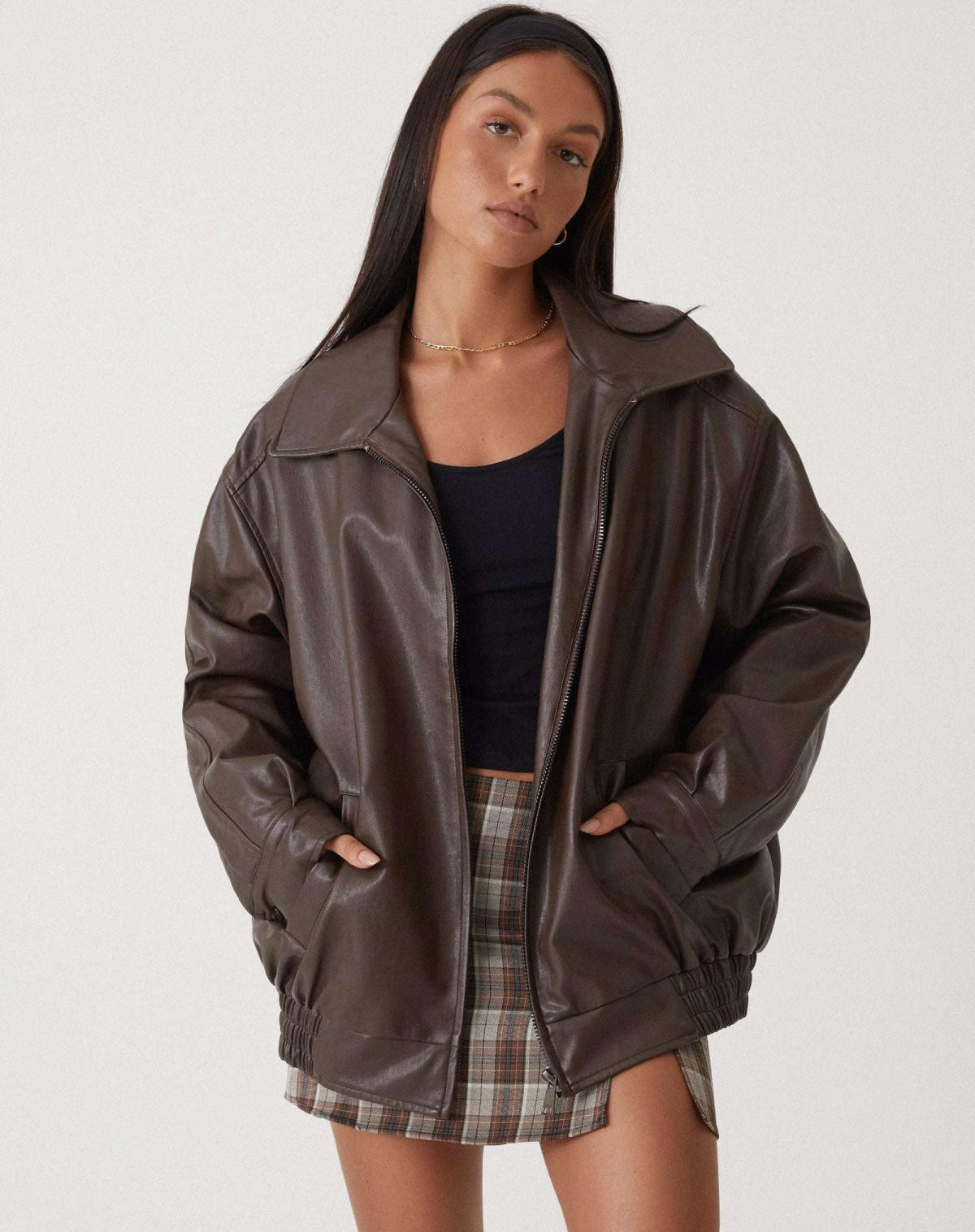 Women's Leather Jacket UK – relaxed clean fit, view 1