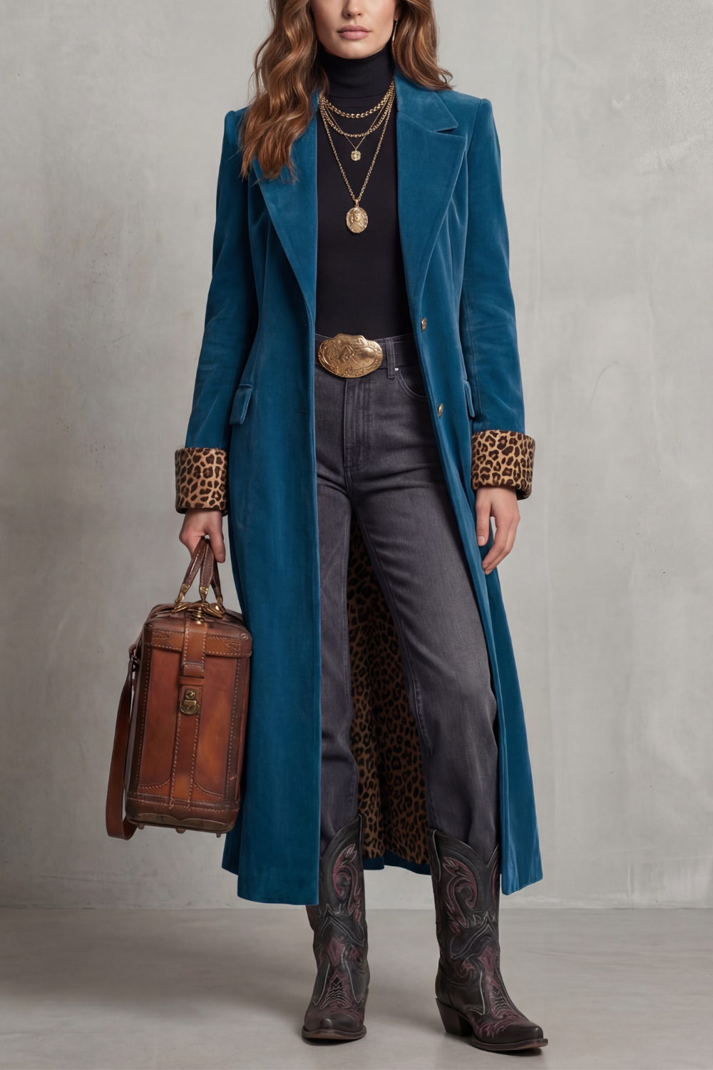 Women's velvet long coat – The Bellerose by Huna – view 5