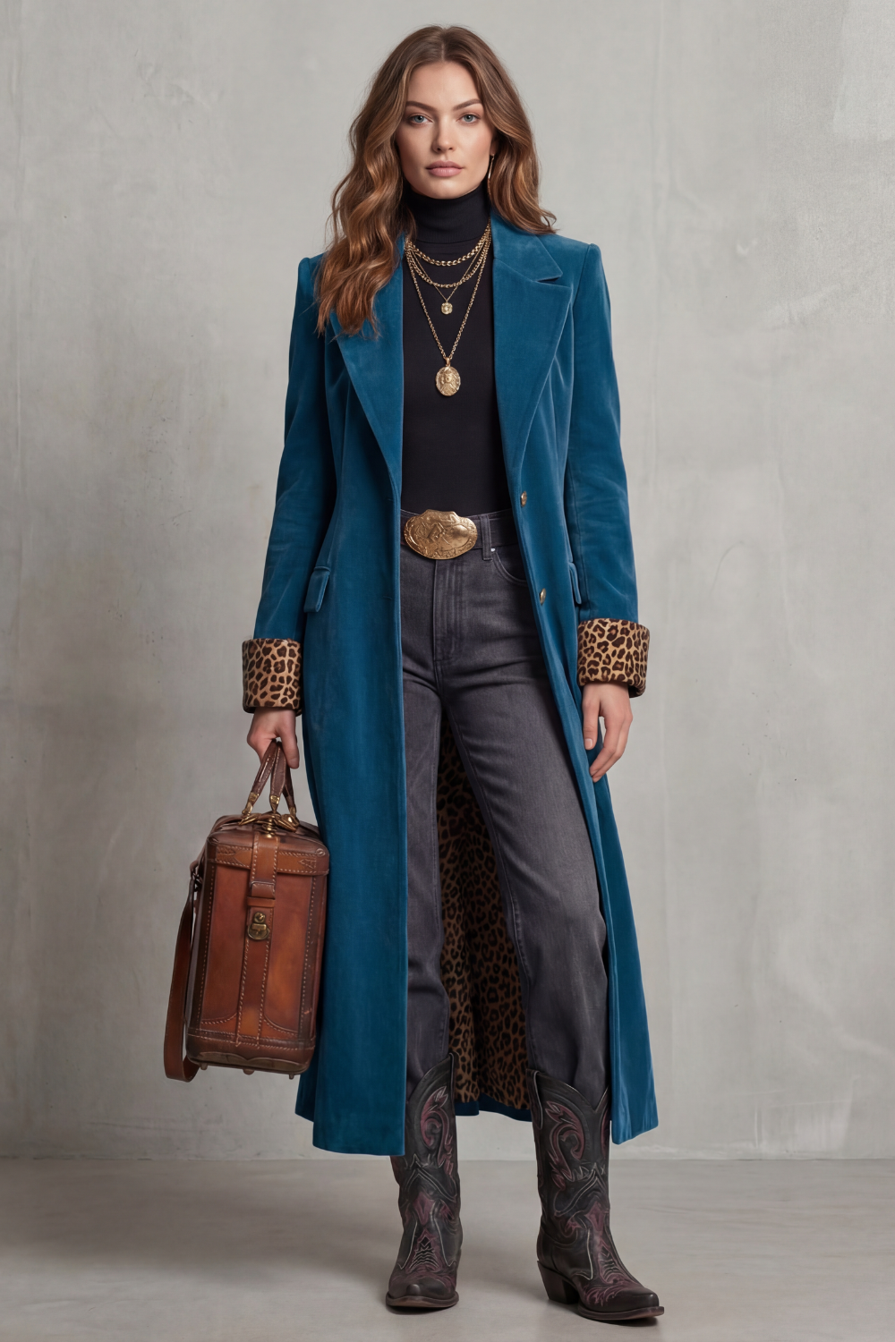 Women's velvet long coat – The Bellerose by Huna – view 6