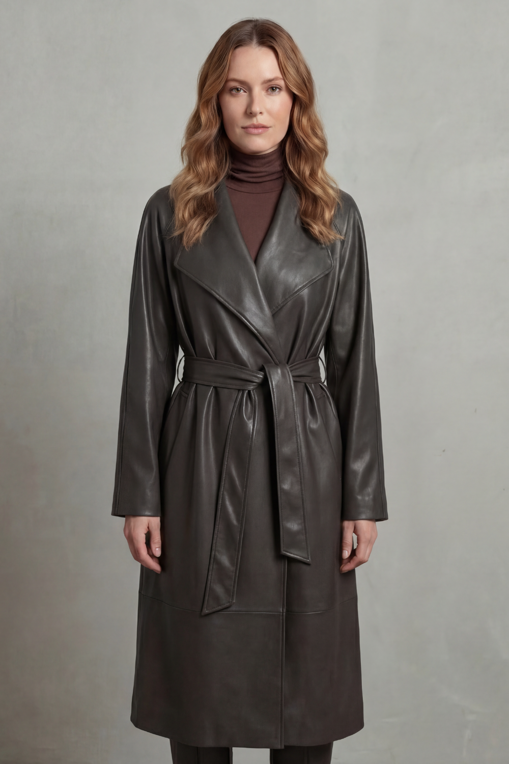 Women's faux leather trench – The Oriandra by Huna – view 8
