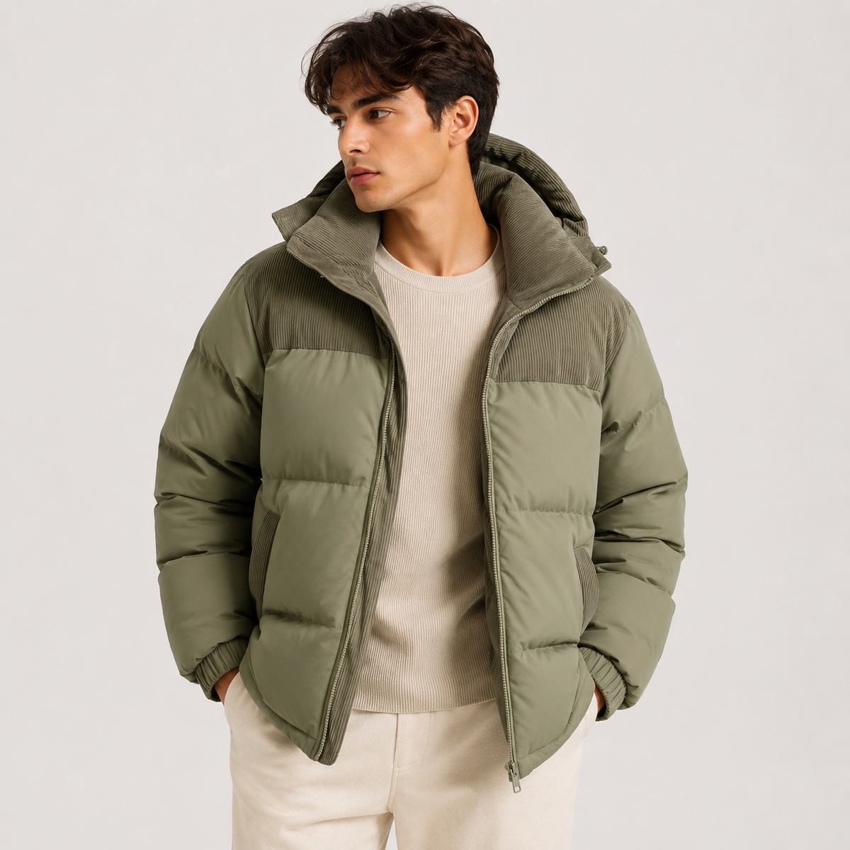 Men's hooded puffer jacket – The Langford by Huna – product view 5