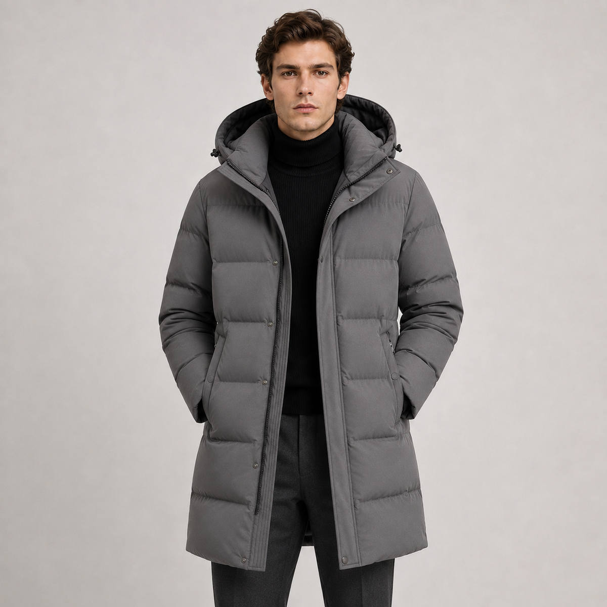 Men's hooded winter parka – The Whitmore by Huna – product view 5