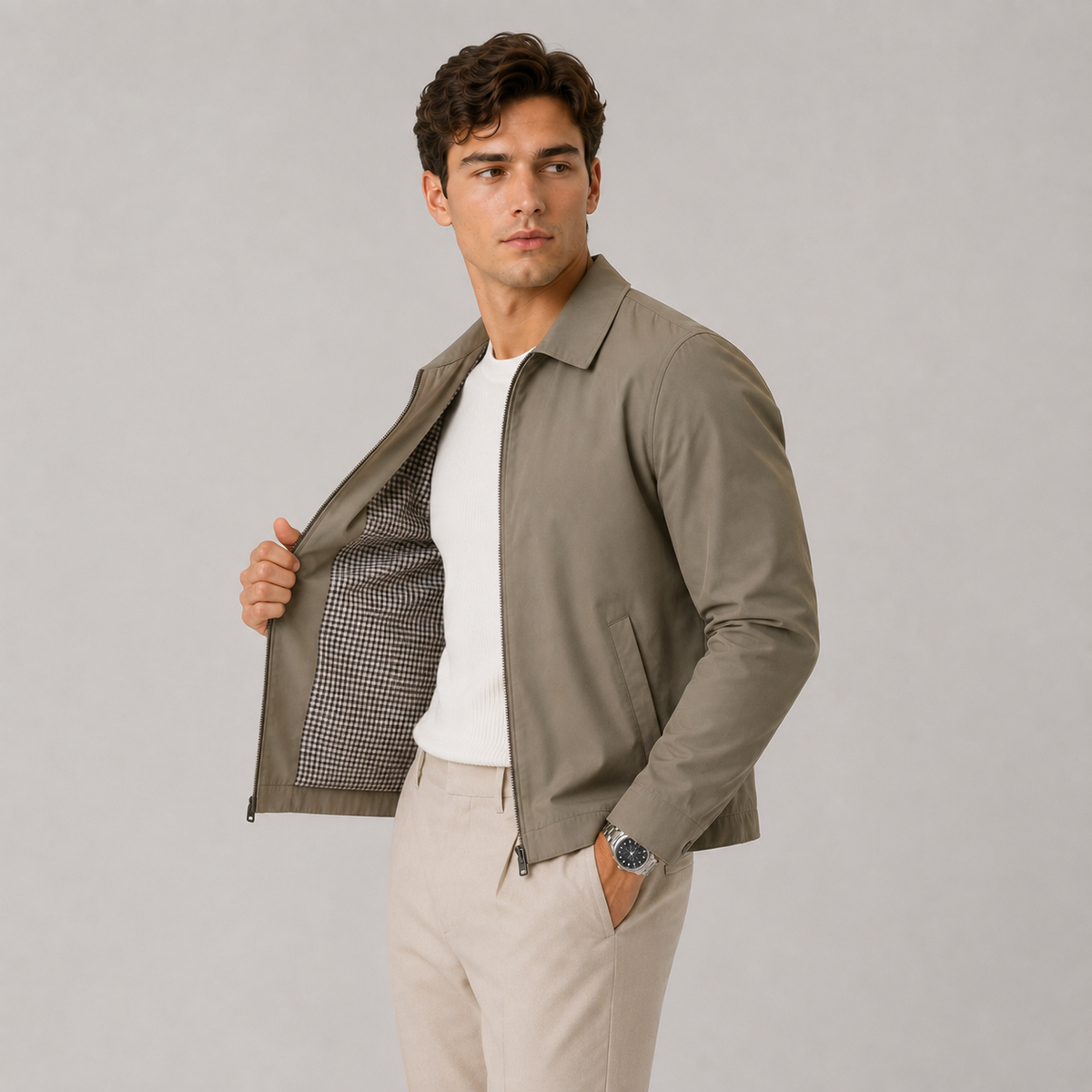 Men's Harrington jacket – The Sutton by Huna – product view 2