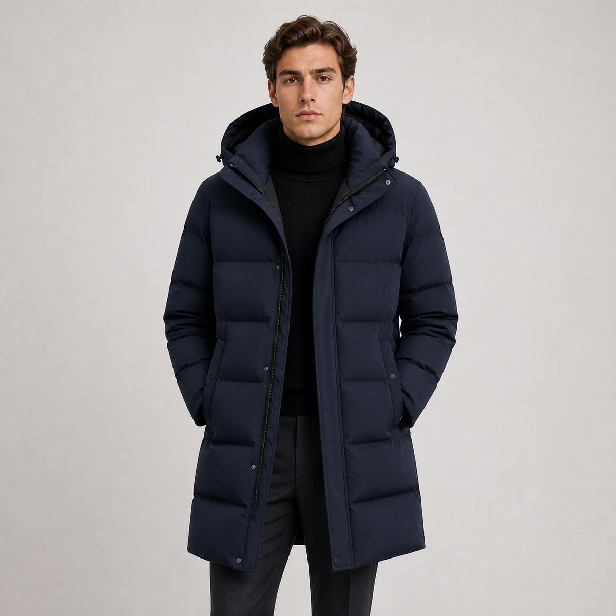 Men's hooded winter parka – The Whitmore by Huna – product view 7