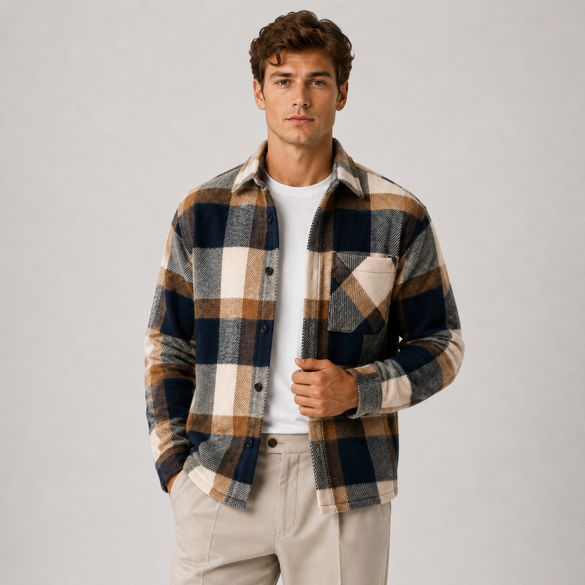 Men's checked overshirt – The Hawthorne by Huna – product view 7