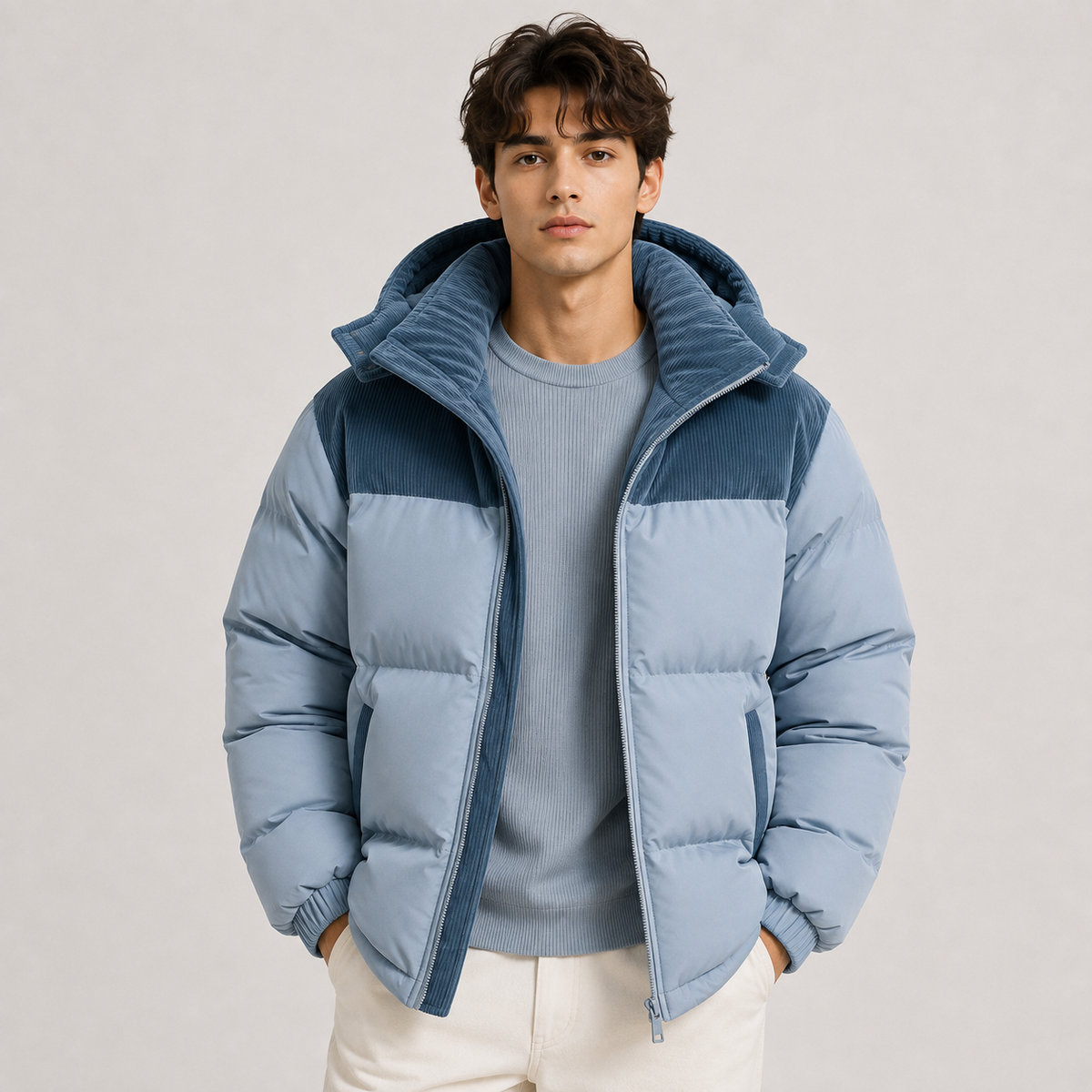 Men's hooded puffer jacket – The Langford by Huna – product view 1