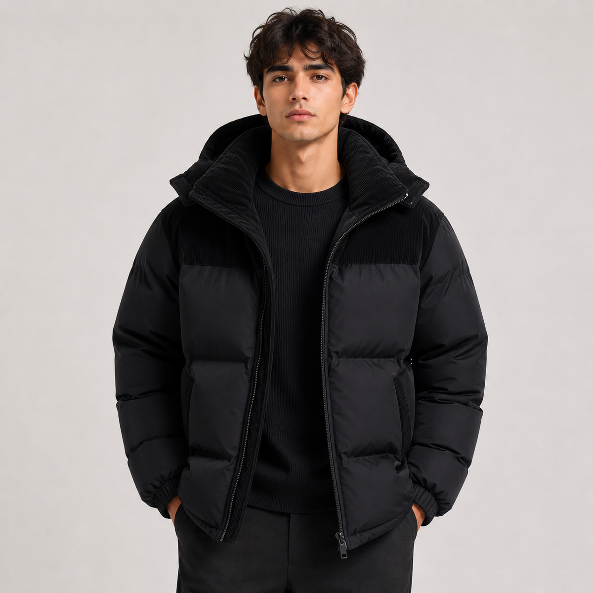 Men's hooded puffer jacket – The Langford by Huna – product view 6