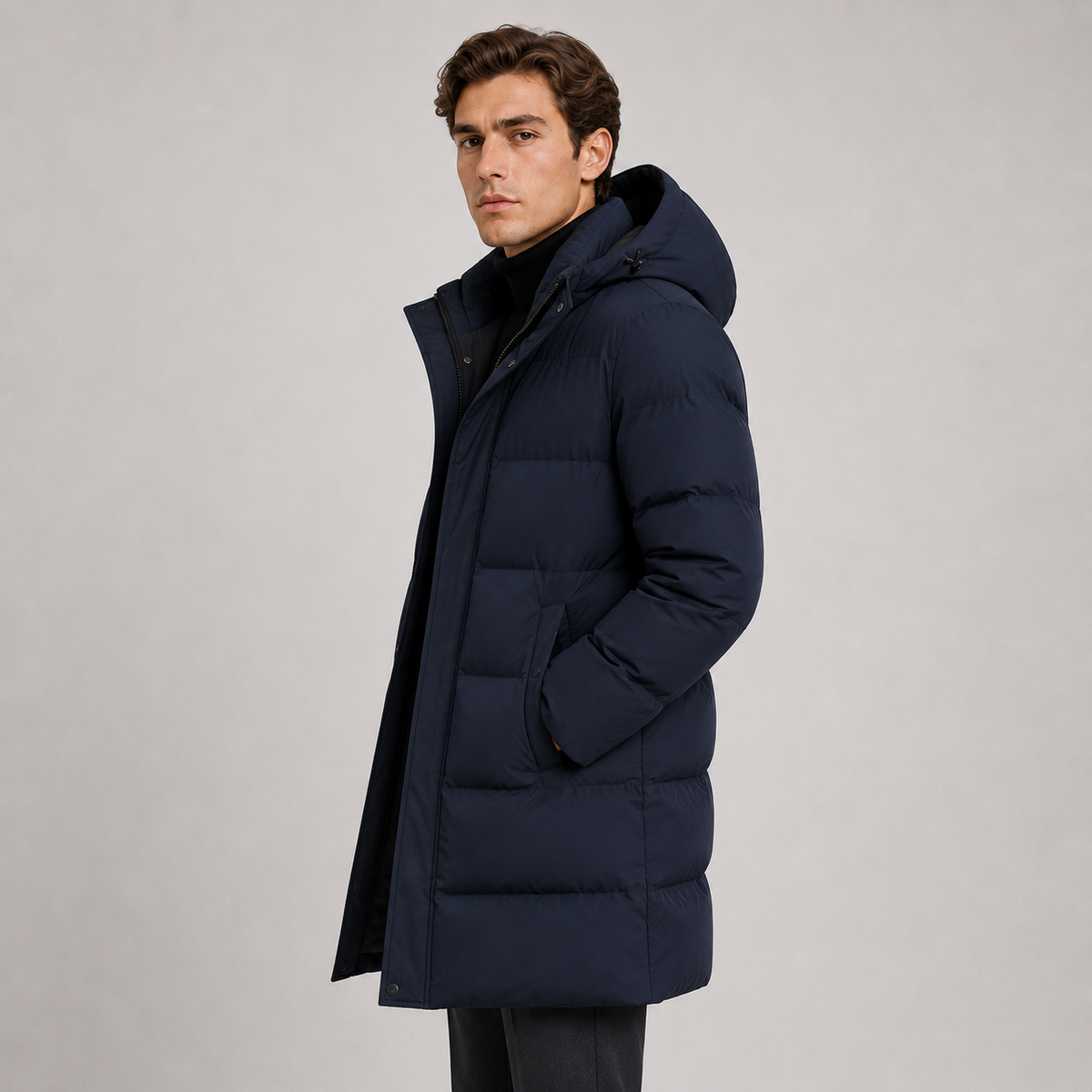 Men's hooded winter parka – The Whitmore by Huna – product view 4
