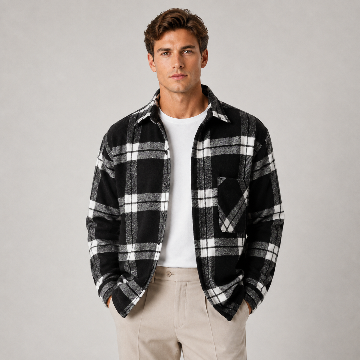 Men's checked overshirt – The Hawthorne by Huna – product view 5
