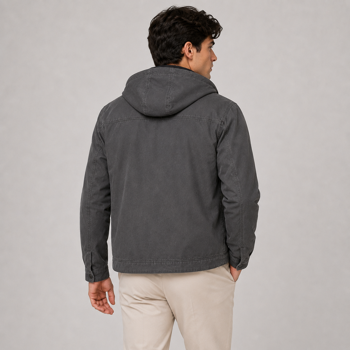 Men's hooded Harrington jacket – The Beckett by Huna – product view 4