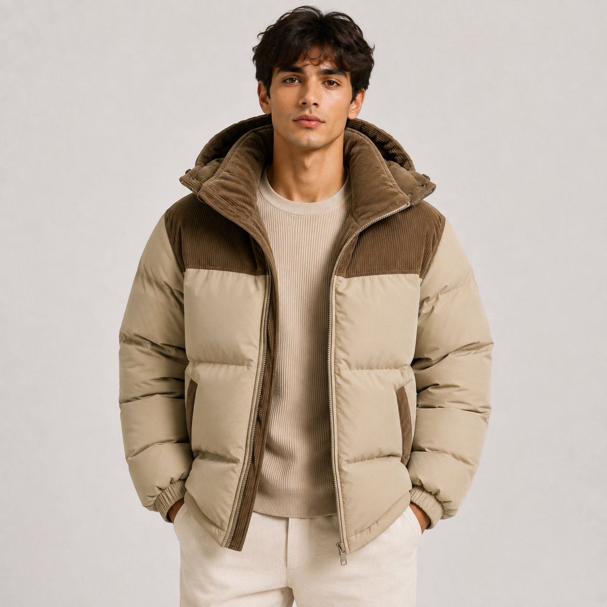 Men's hooded puffer jacket – The Langford by Huna – product view 7