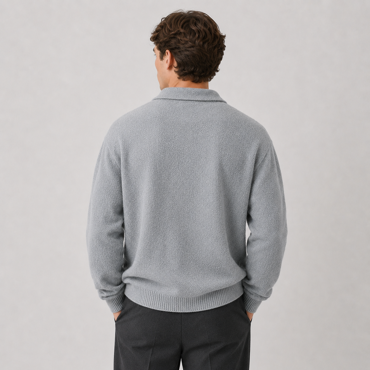 Men's knitted polo jumper – The Everett by Huna – product view 4