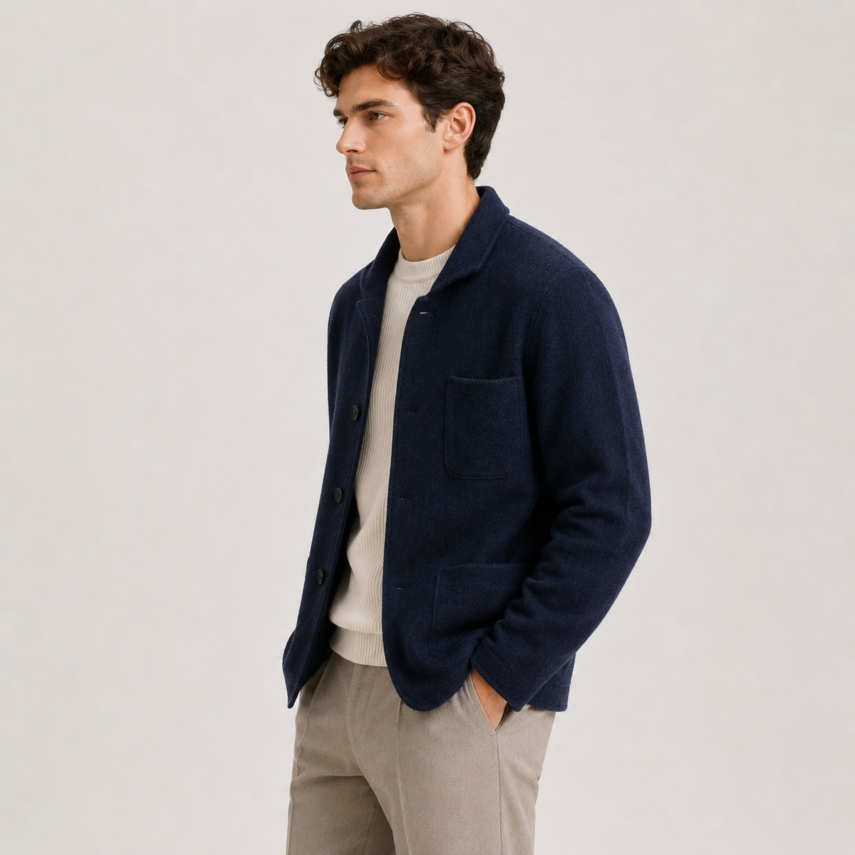 Men's knitted cardigan – The Warwick by Huna – product view 2