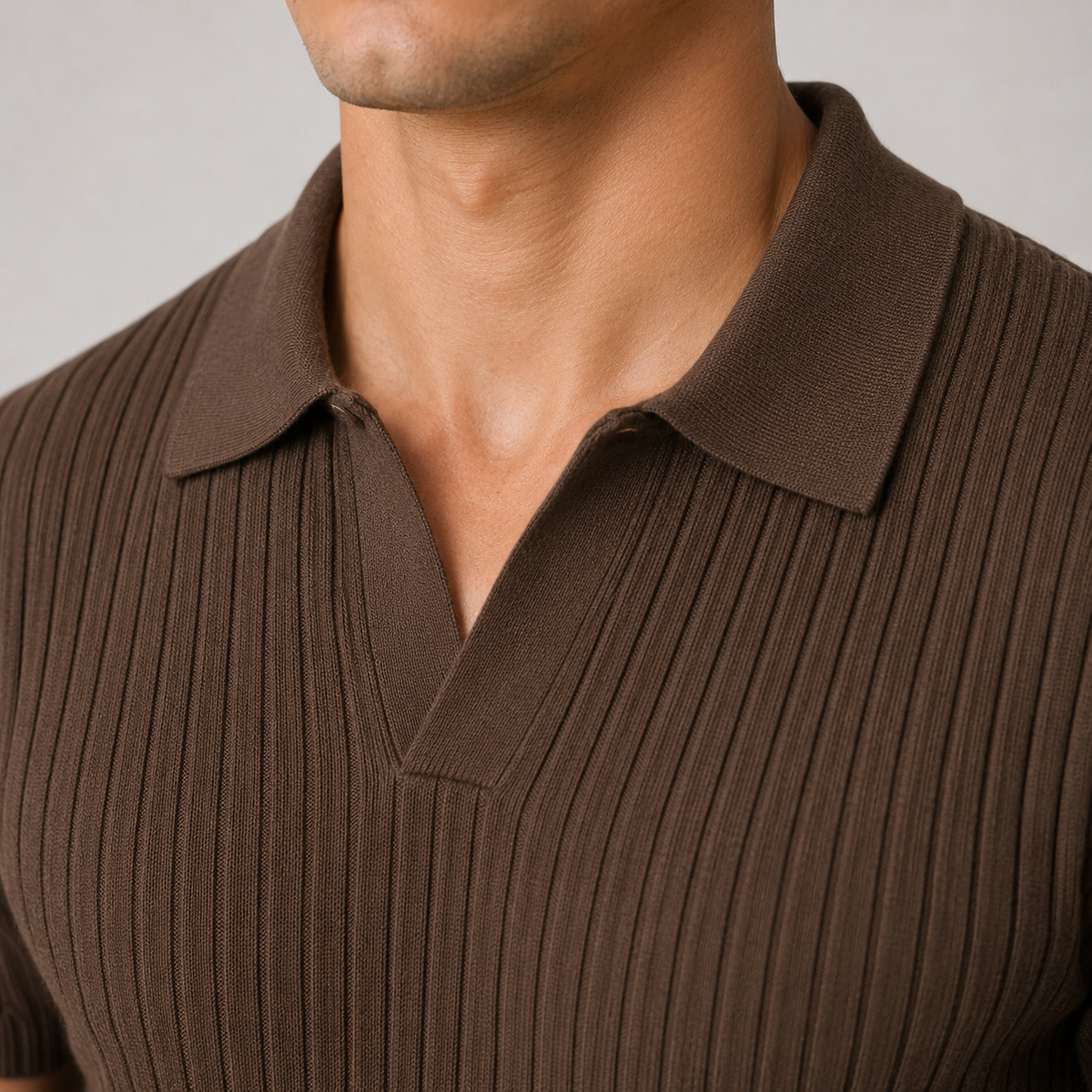 Men's knitted polo shirt – The Callum by Huna – product view 3