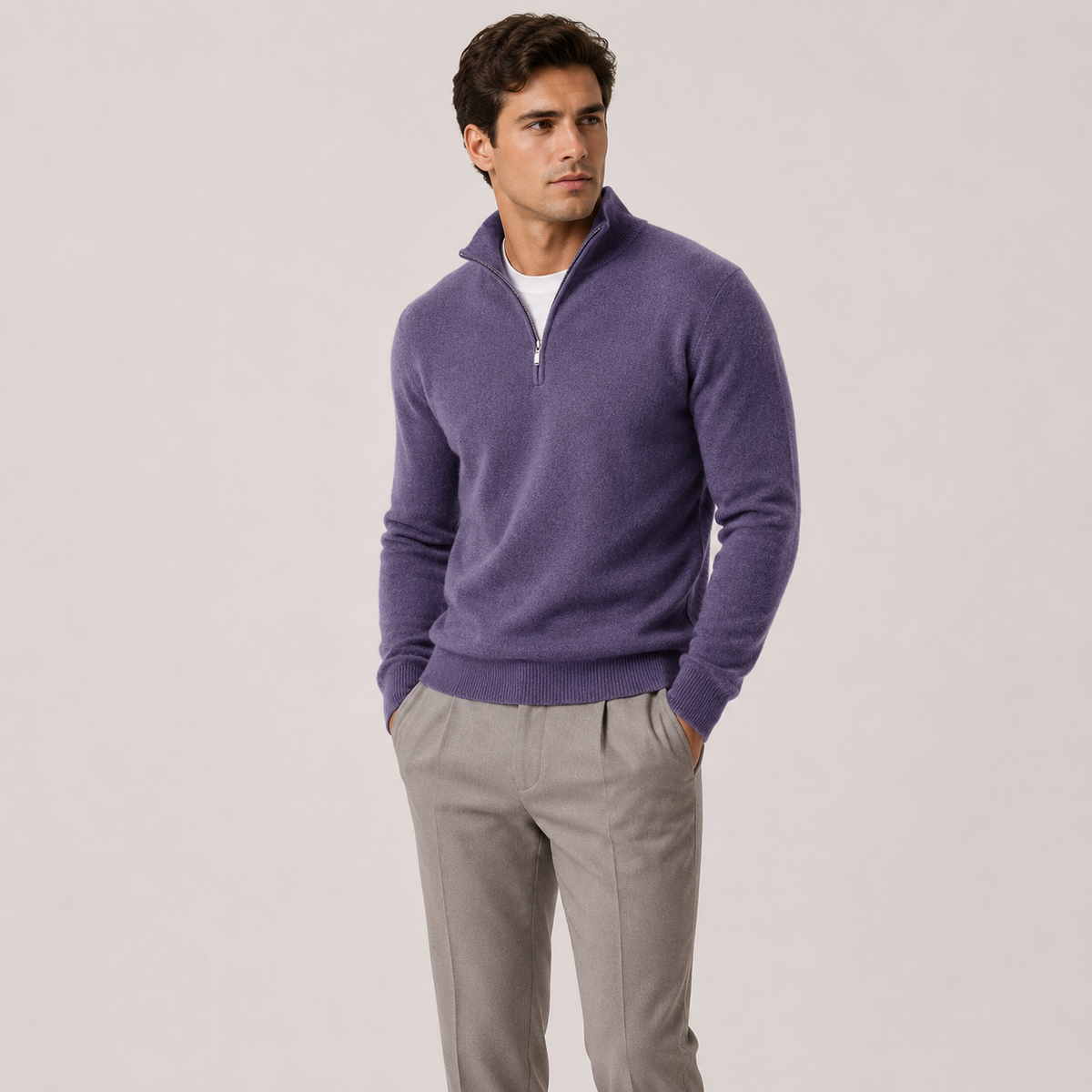 Men's quarter zip jumper – The Pembroke by Huna – product view 7