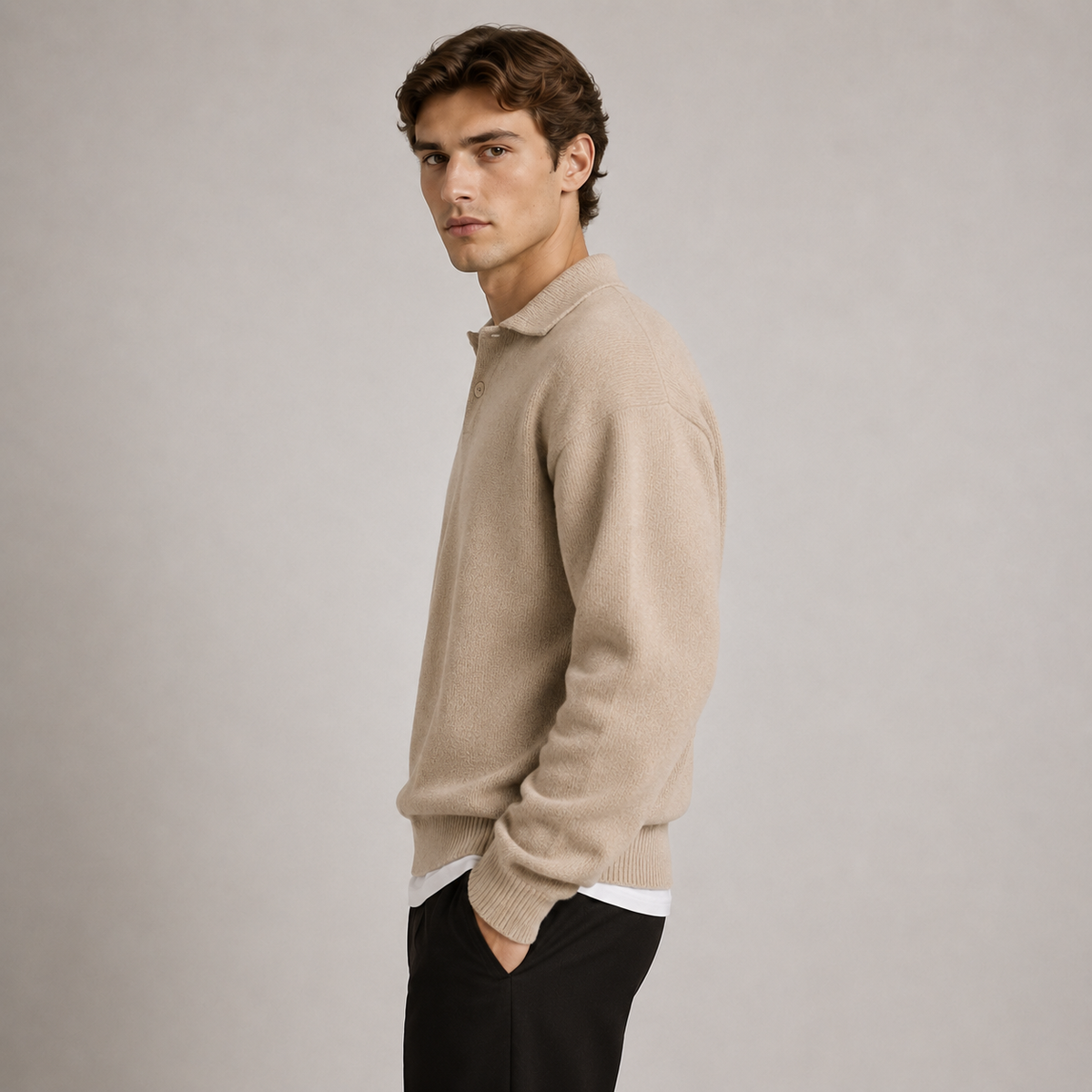 Men's polo jumper – The Ambrose by Huna – product view 2