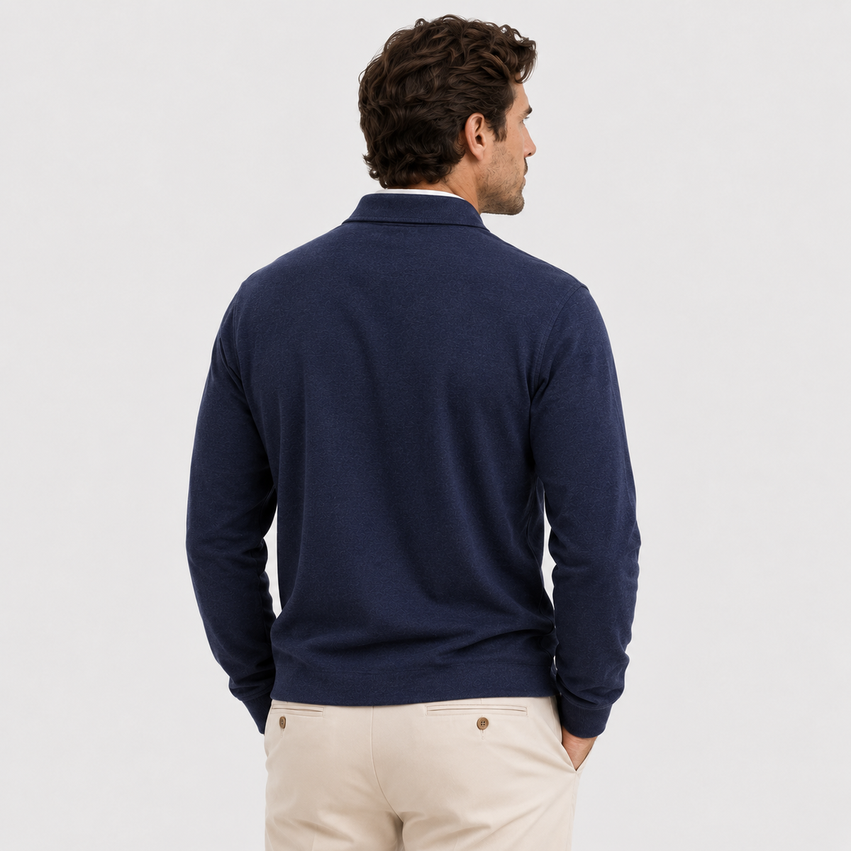 Men's knitted polo jumper – The Alistair by Huna – product view 4