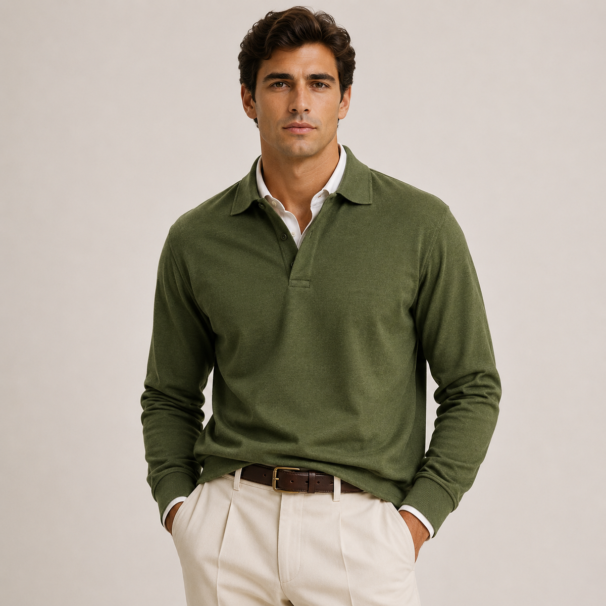Men's knitted polo jumper – The Alistair by Huna – product view 5
