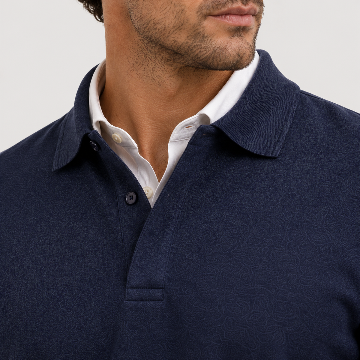 Men's knitted polo jumper – The Alistair by Huna – product view 3