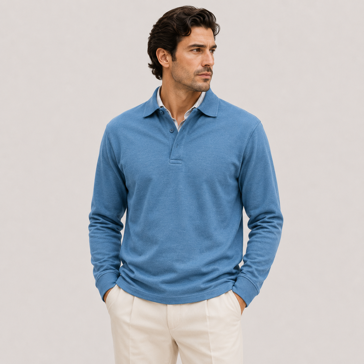 Men's knitted polo jumper – The Alistair by Huna – product view 7