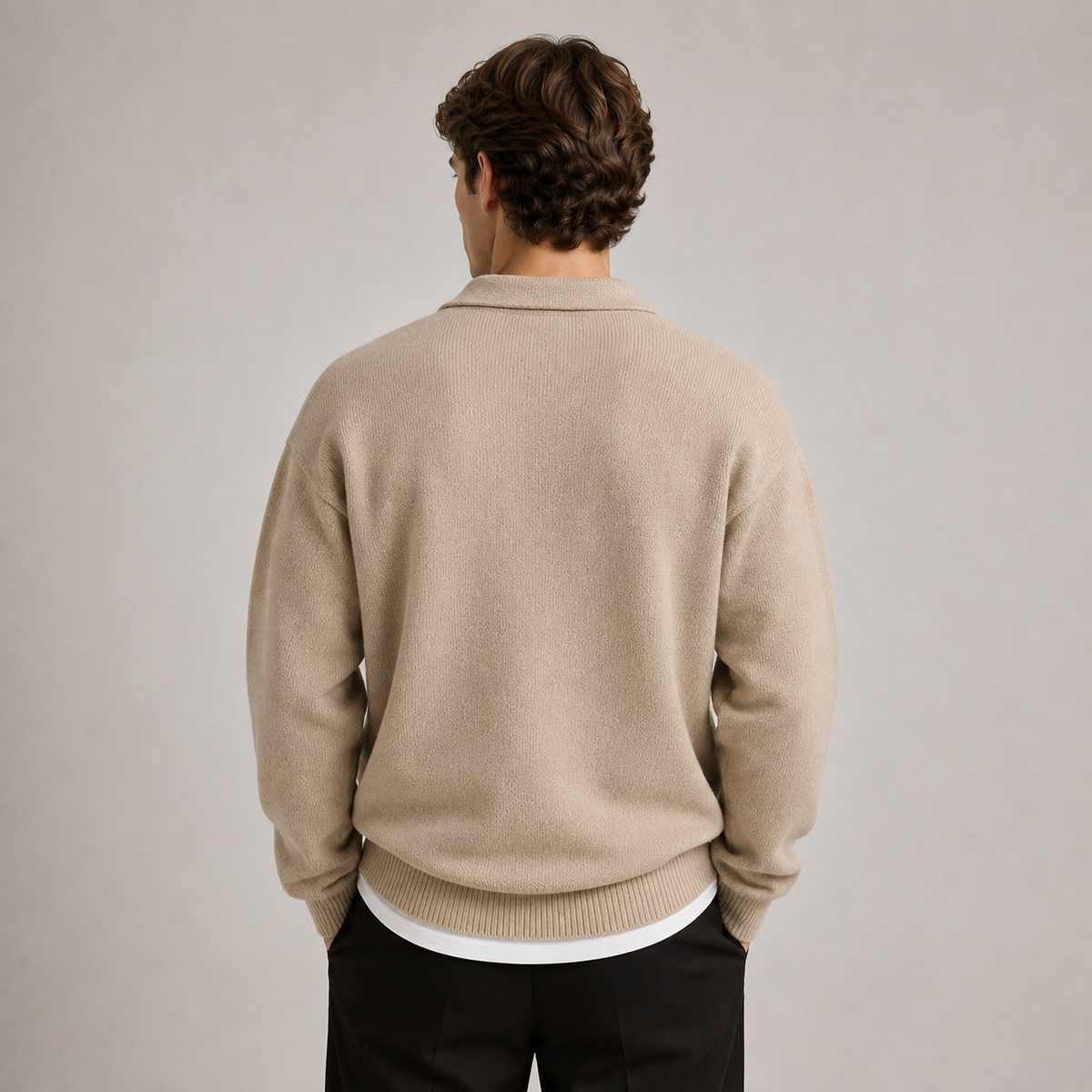 Men's polo jumper – The Ambrose by Huna – product view 4