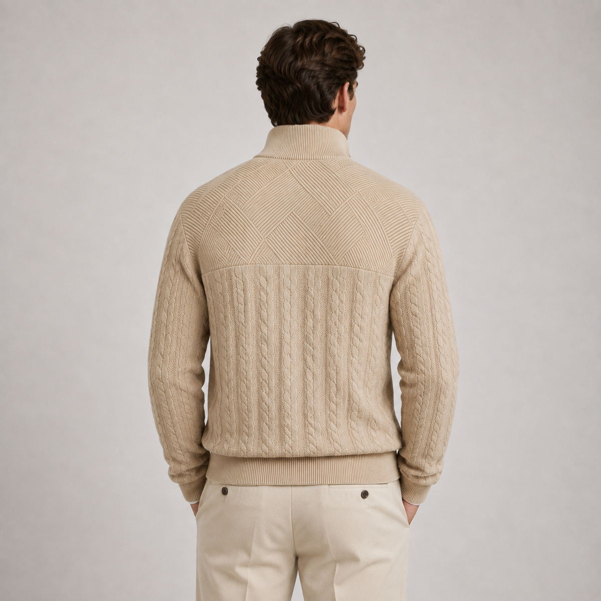 Men's ribbed quarter zip jumper – The Calder by Huna – product view 4