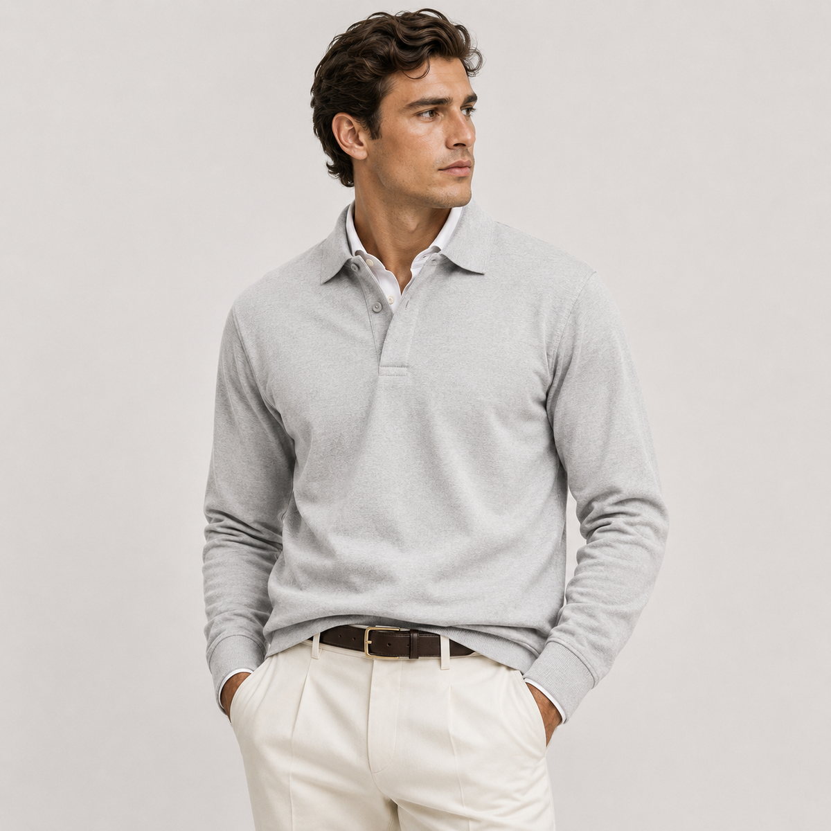 Men's knitted polo jumper – The Alistair by Huna – product view 9