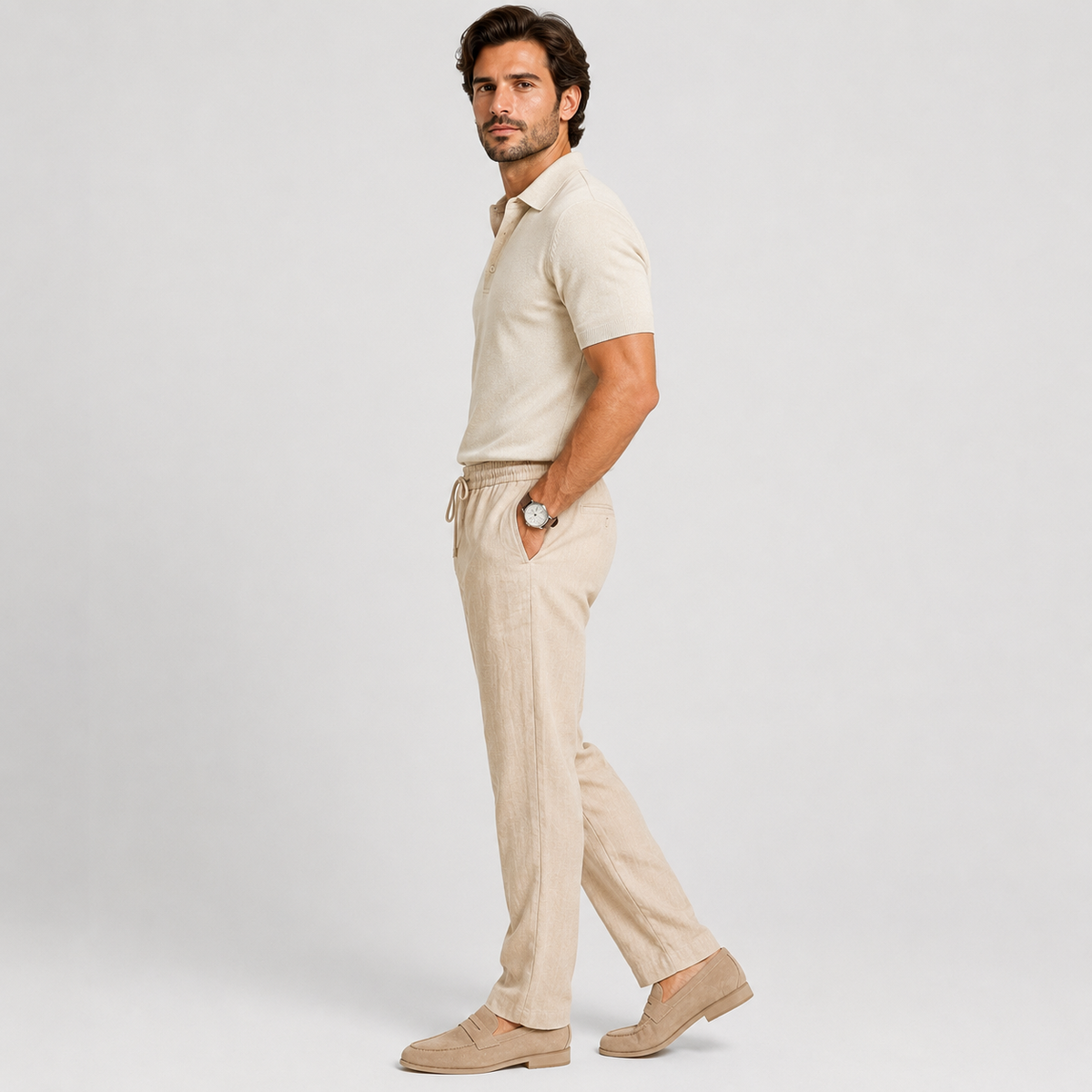 Men's elastic waist trousers – The Elliot by Huna – product view 2