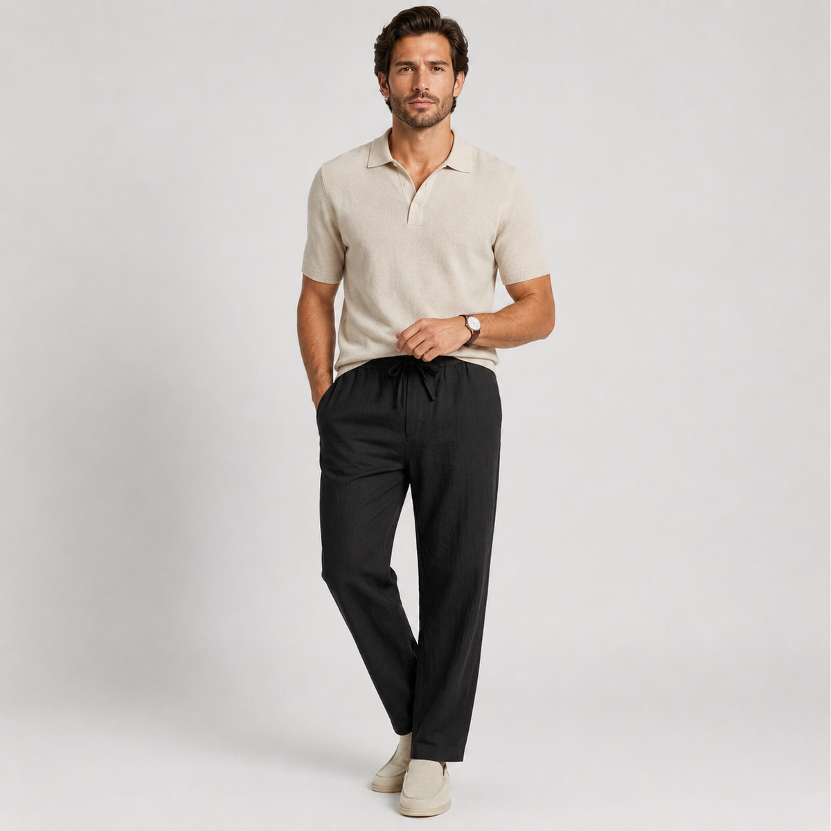 Men's elastic waist trousers – The Elliot by Huna – product view 12